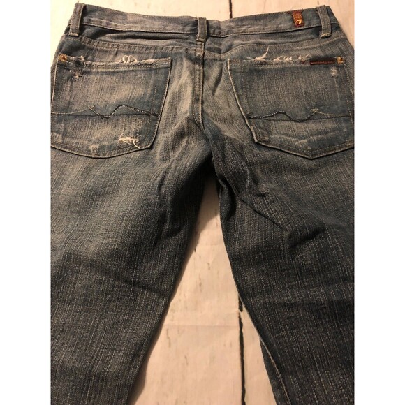 7 For All Mankind Women's Jeans Flare Distressed Destroyed Size 27 X 31 - Picture 5 of 9